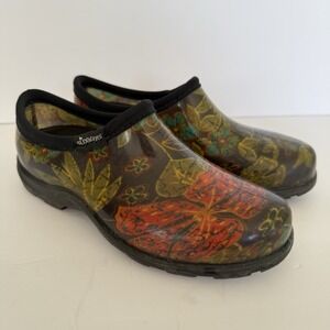 Sloggers Waterproof Rain Garden Clogs Flowers Print Shoes Women's Size 6